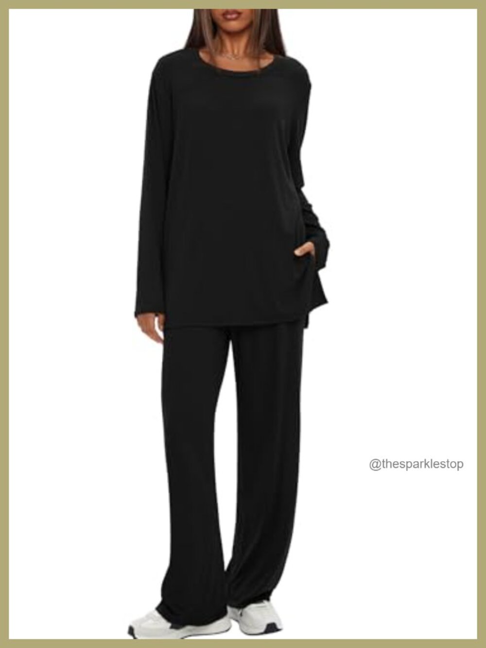 Women's 2-Piece Lounge Set Oversized Top Wide Leg Pants